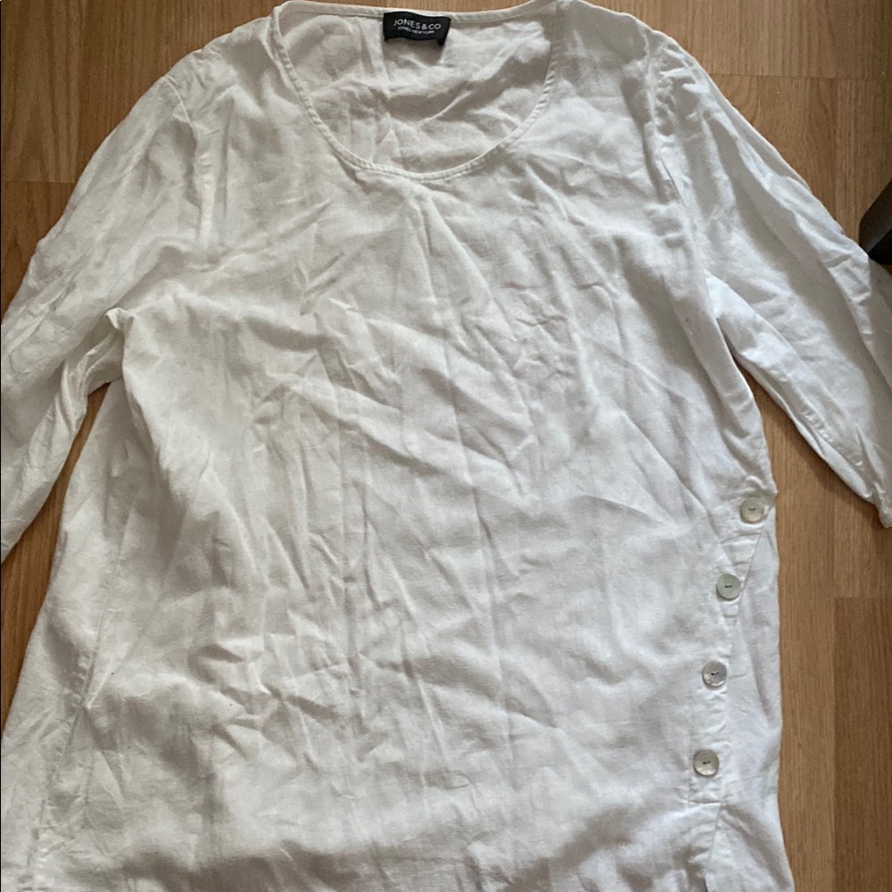 White linen Preowned  vintage Button-Detail Top XL
